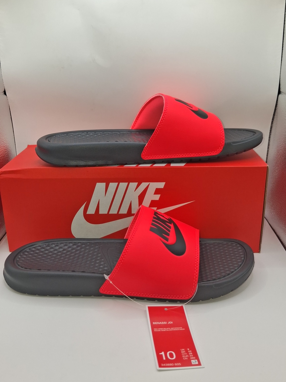 Nike Red and Black Slide Sandals